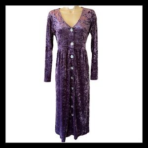 Vintage Purple velvet button up maxi dress small